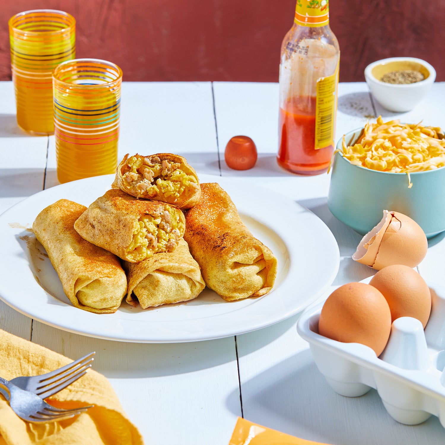 Keto Crispy Sausage & Egg Breakfast Burritos