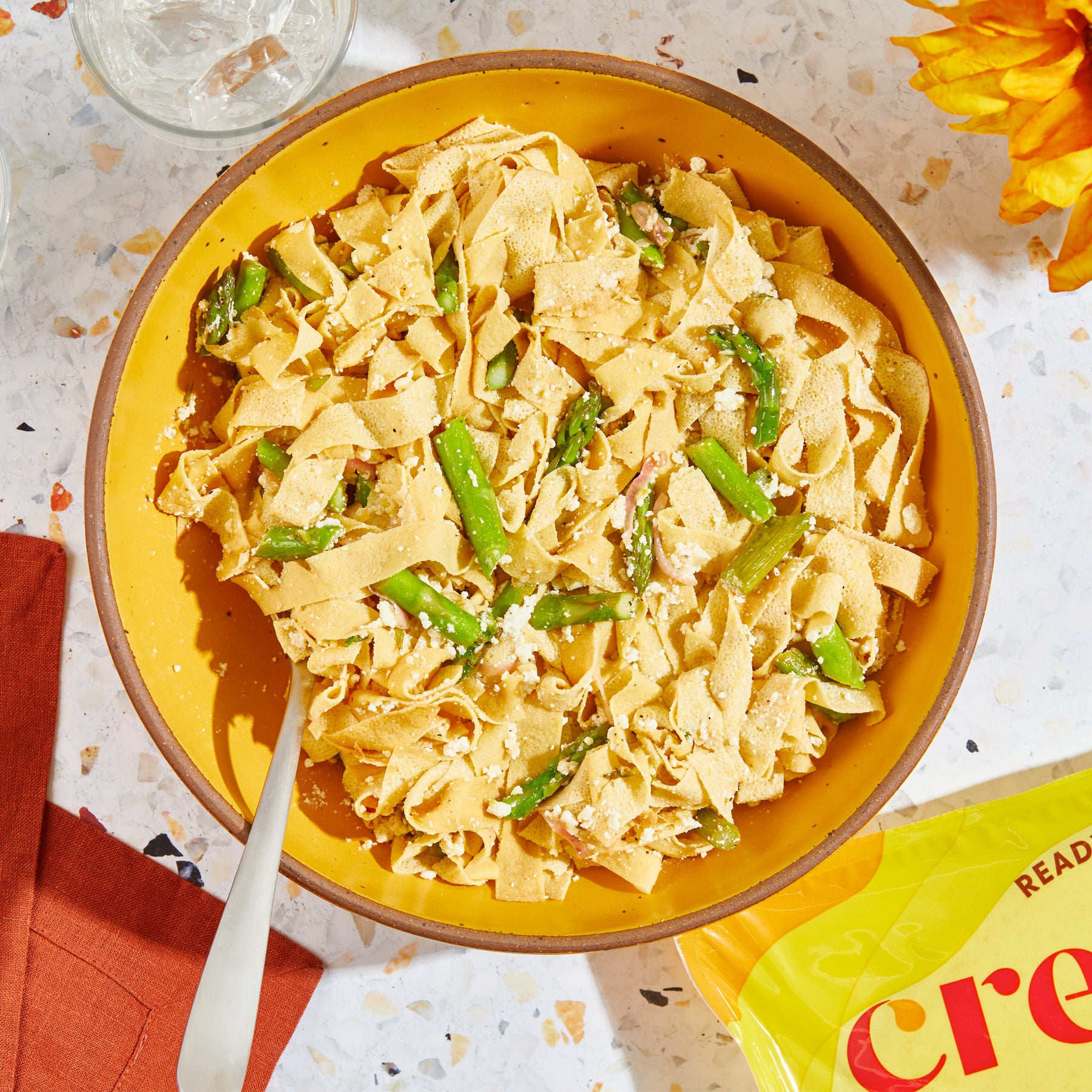 Creamy Asparagus Crepini Pasta
