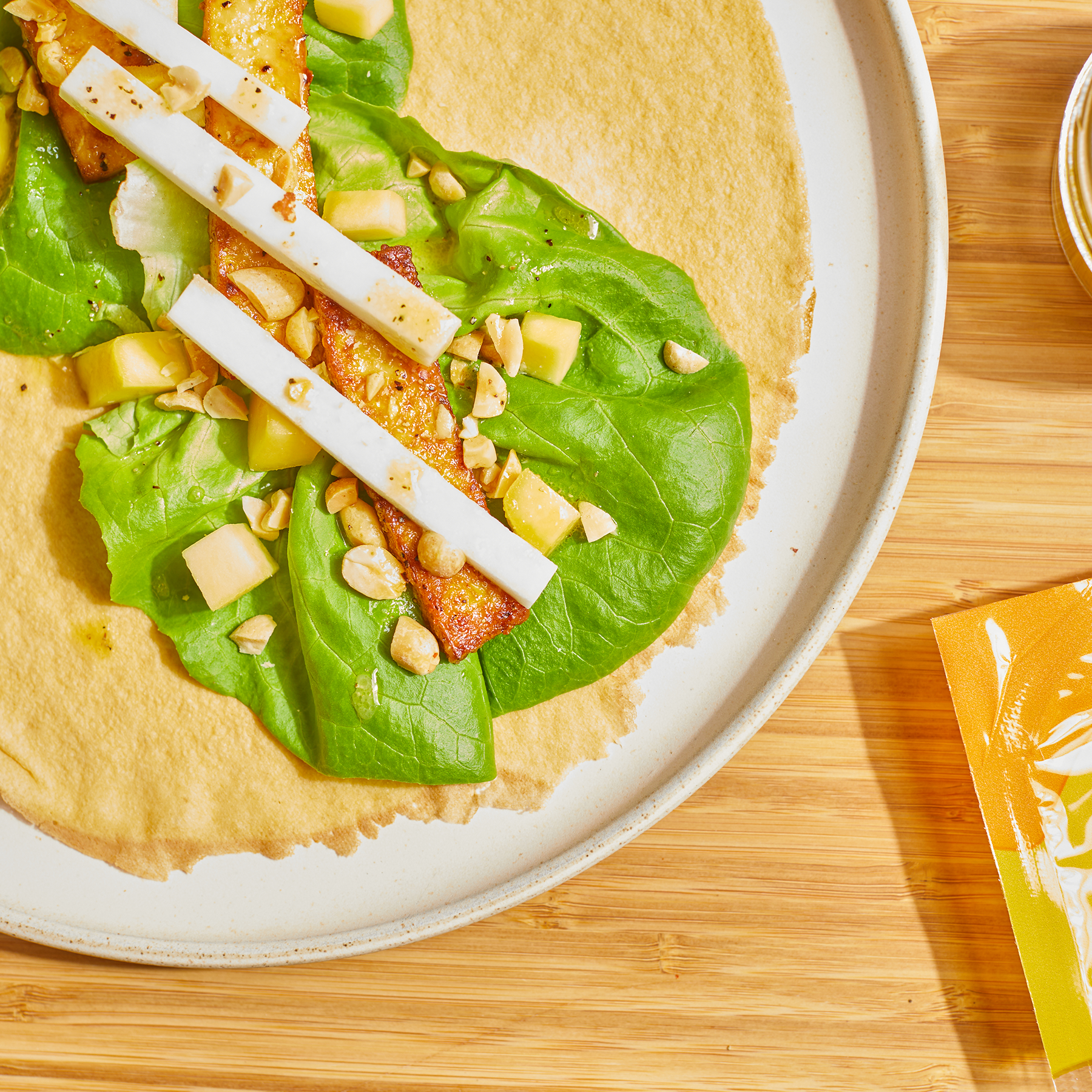 Tofu, Jicama, & Mango Salad Wraps